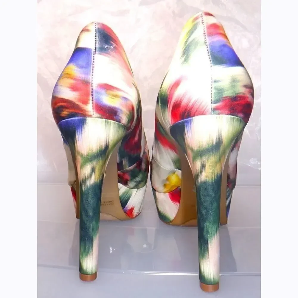 Guess multi-color swirl platform stilleto versatile heels